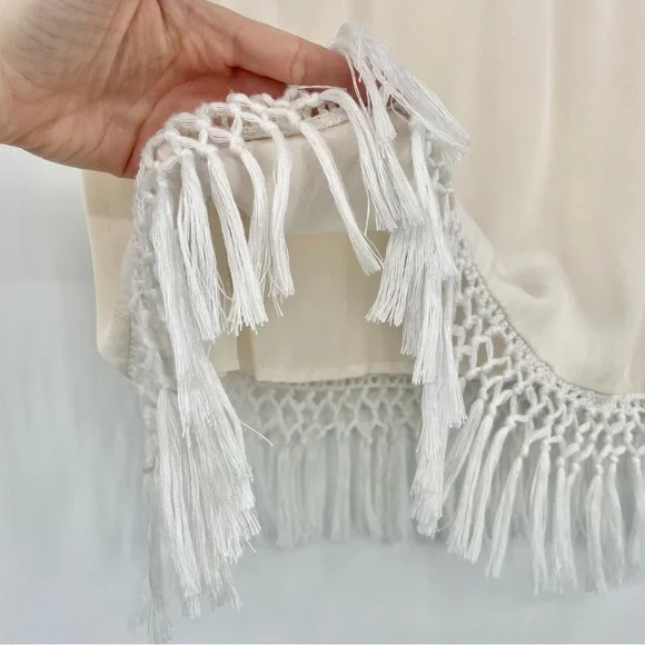 Amour Vert White Silk Macrame Crochet Mini Skirt S - Picture 3 of 7